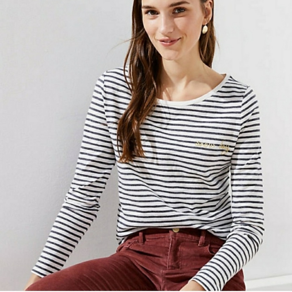 LOFT ‘Vintage Soft’ Striped Snowday LongSleeve Tee
